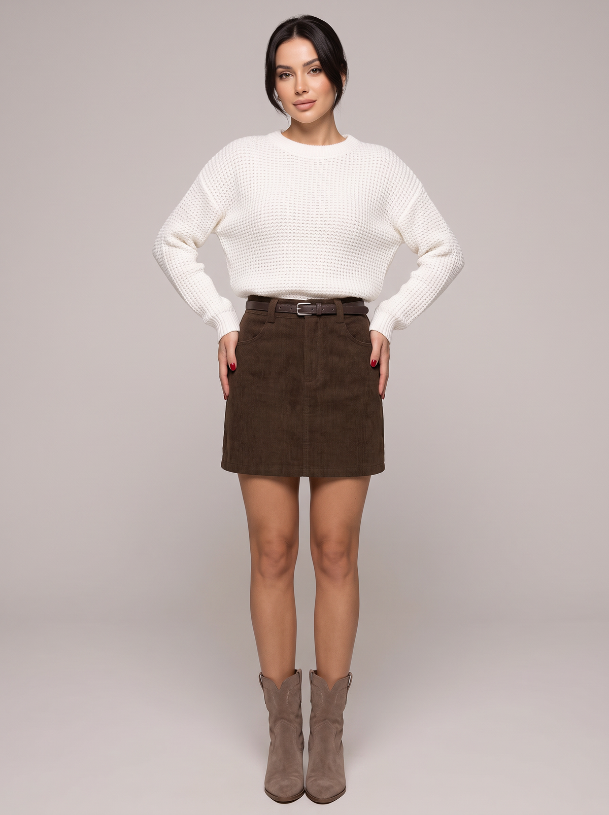 Minifalda de Pana con Corte A Estilo Vintage