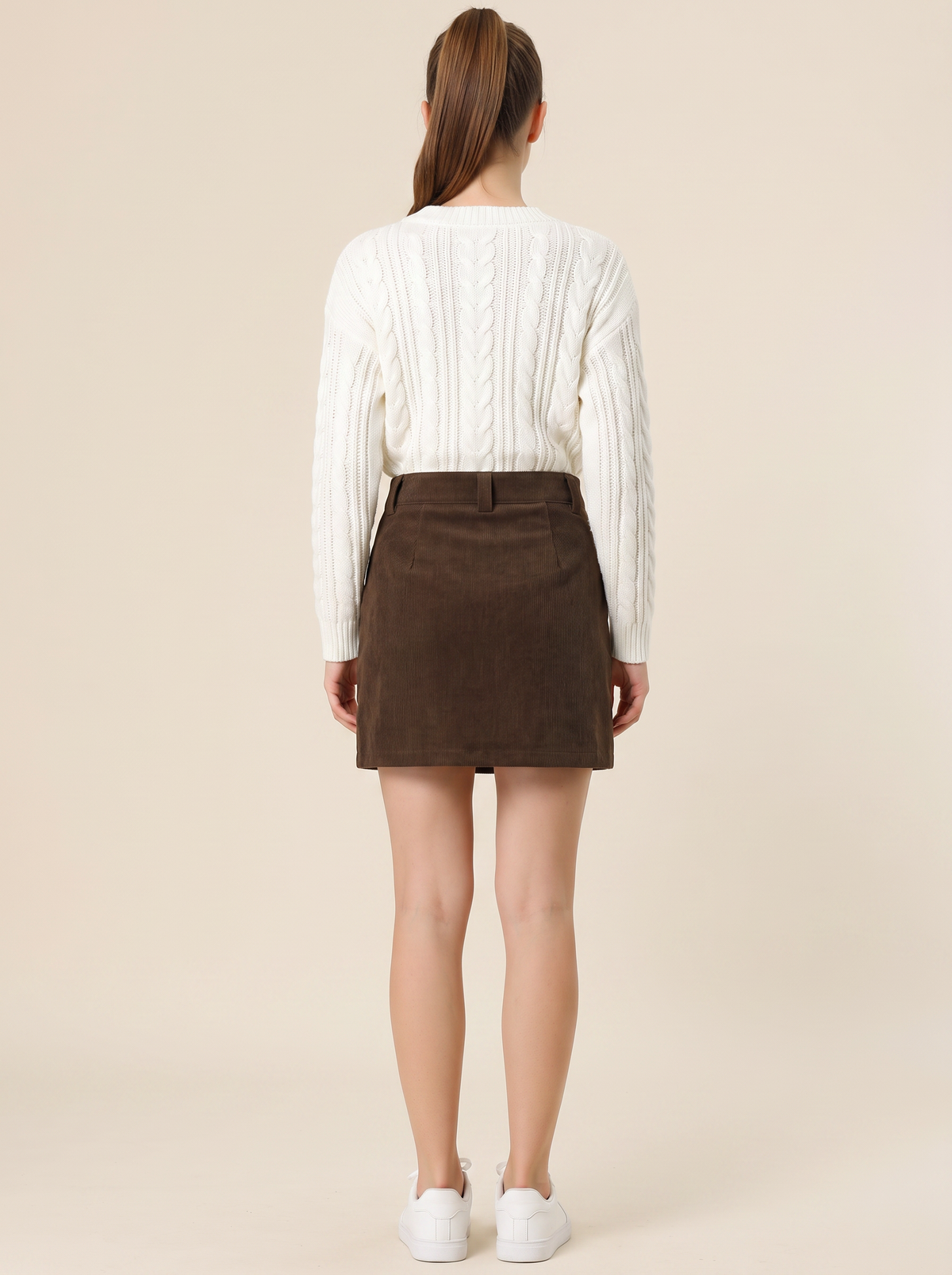 Minifalda de Pana con Corte A Estilo Vintage
